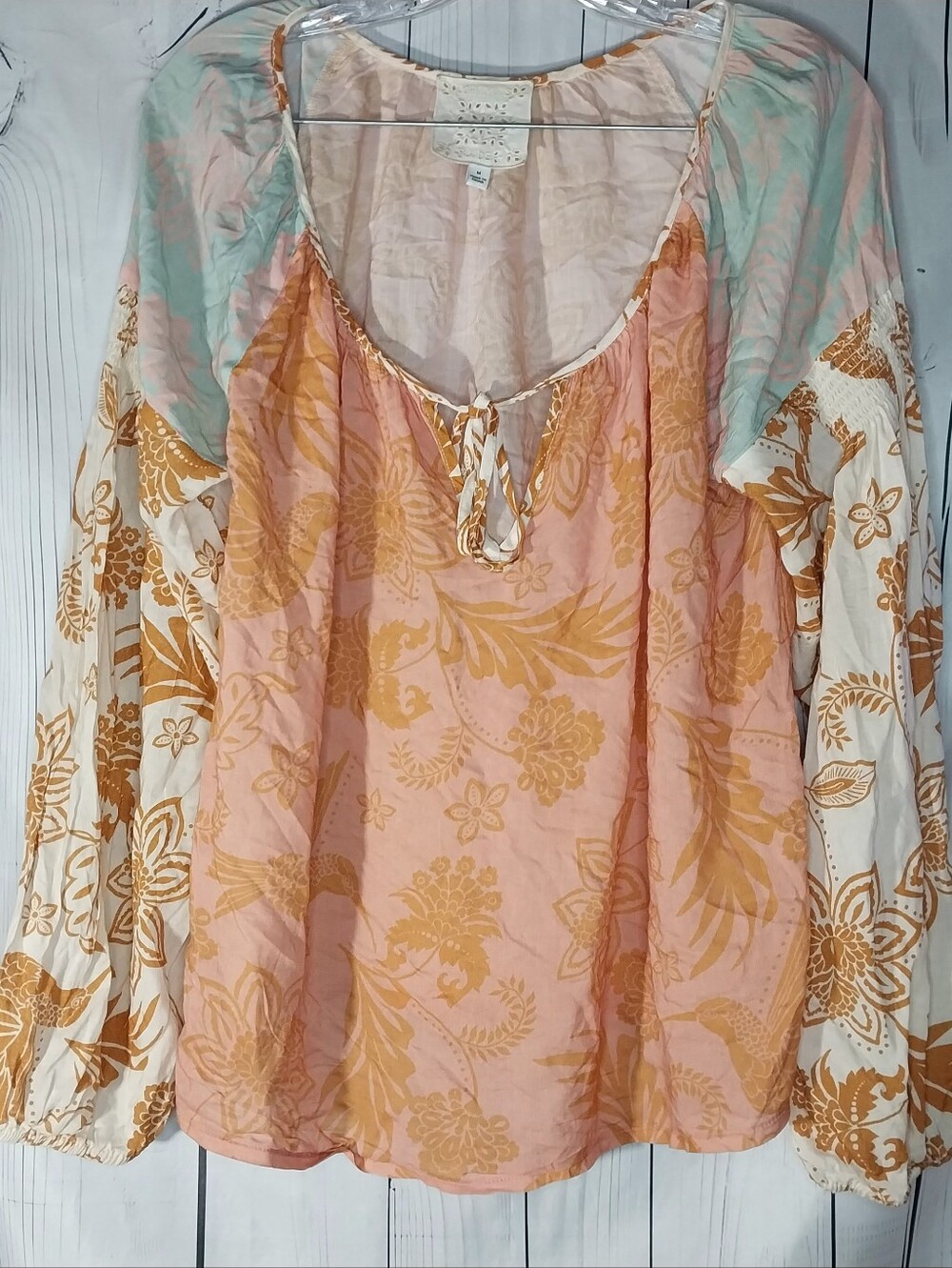 Johnny Was Waimea Mixed Peasant Floral Fairycore Whimsical Bohemian Flowy Top